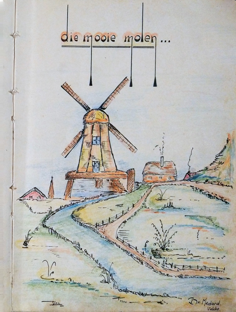 Molen in de poësie va Rachel Volcke, getekend door haar broer Medard