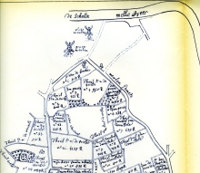 De Oliemolen later verbouwd naar een zaagmolen, kaart RAG 101, 1732, archief De Vleeshouwer, DSMG. 