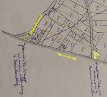 rechts onder de Molen Vossaert, detail Kadasterplan, archief DSMG