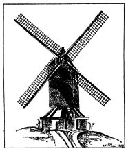 Tekening molen De Clercq, Leon De Wilde, 1928