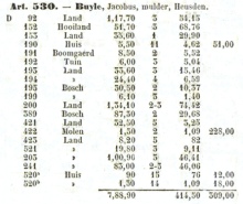 In artikel 530 van de legger van de Poppkaart staat Jaobus Buyle als eigenaar en molenaar