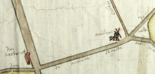 De Molen De Clercq in een detail op een Carolus Benthuyskaart getekend in 1739