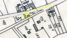 Detail van de Poppkaart waarop de plaats van de Rosmolen is aangeduid.